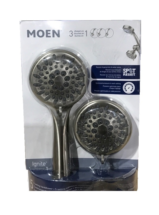 MOEN Ignite 5-Spray Patterns Dual Wall Mount Shower Heads Brushed Nickel